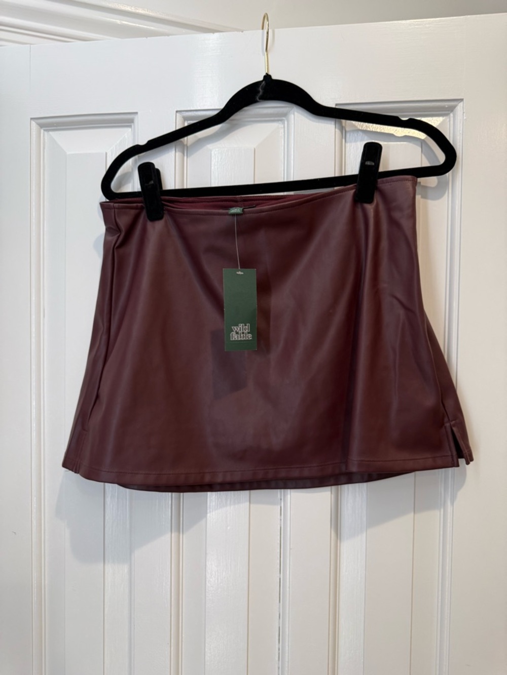 Wild Fable Women's Faux Leather Mini Skort  - Burgundy